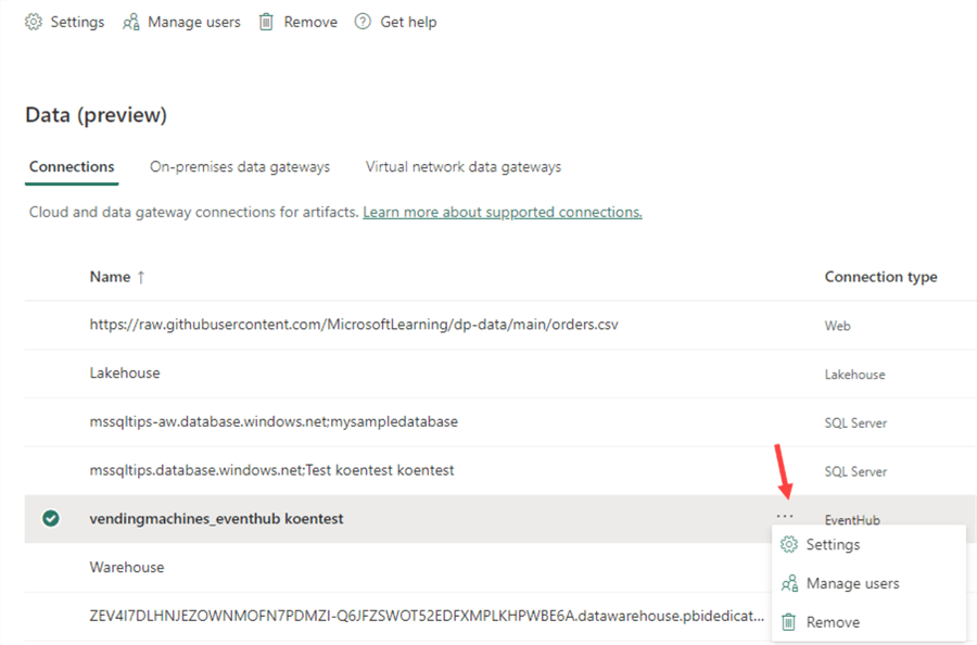 edit an existing connection