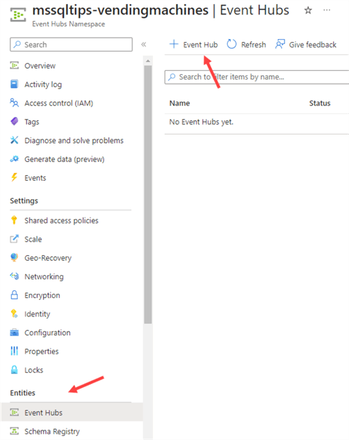 create new event hub