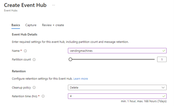 event hub configuration