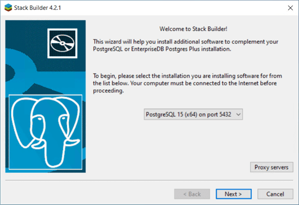 IaaS - Azure PostgreSQL - run stack builder