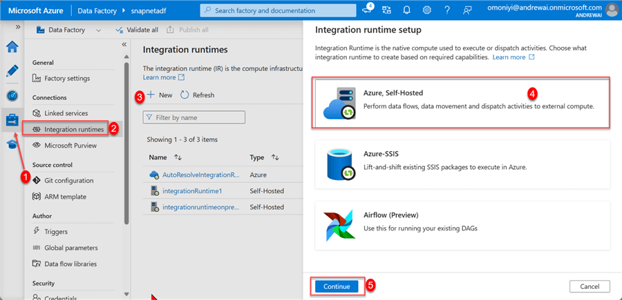 Create a new Integration Runtime connection