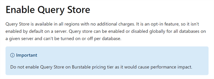 deploy + configure - azure sql database for postgreSQL - query store does not work with development tier