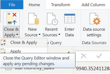 Exiting Power Query Editor