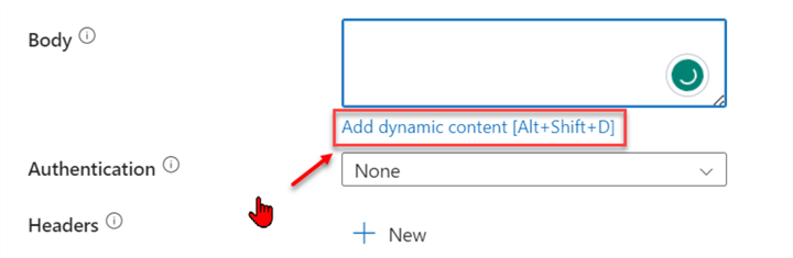 Web activity body