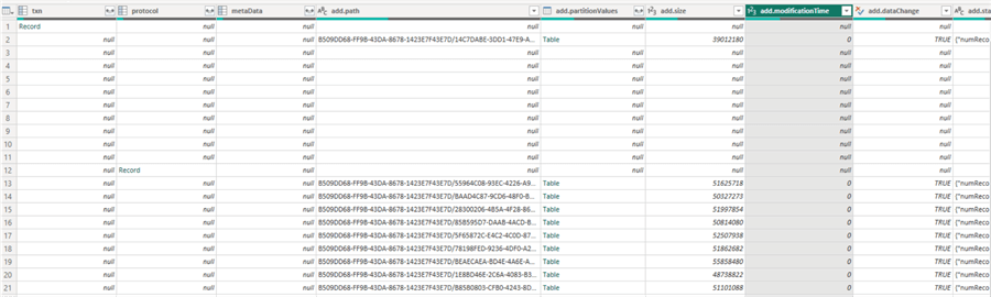 parquet checkpoint file in power query