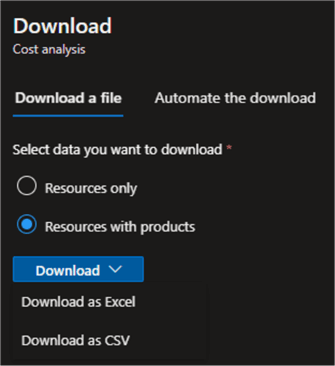 Download Cost Analysis Ability to download cost analysis into excel.