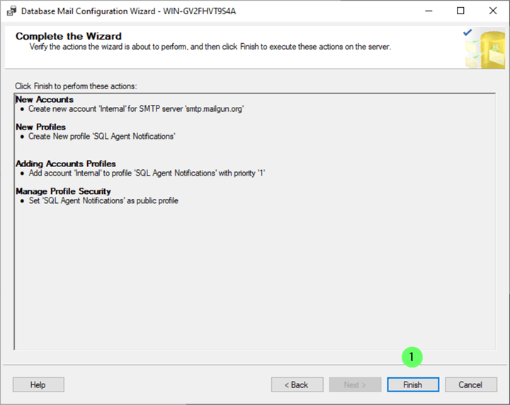 Configure Database Mail Wizard 9