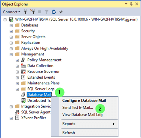 database mail sent a test email