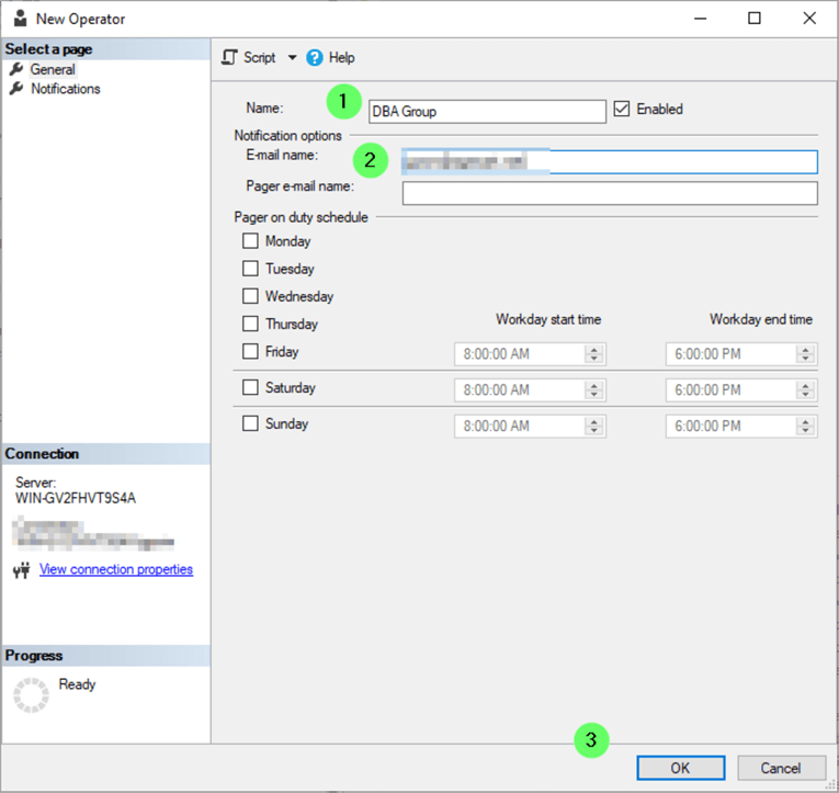 Create SQL Agent Operator 2