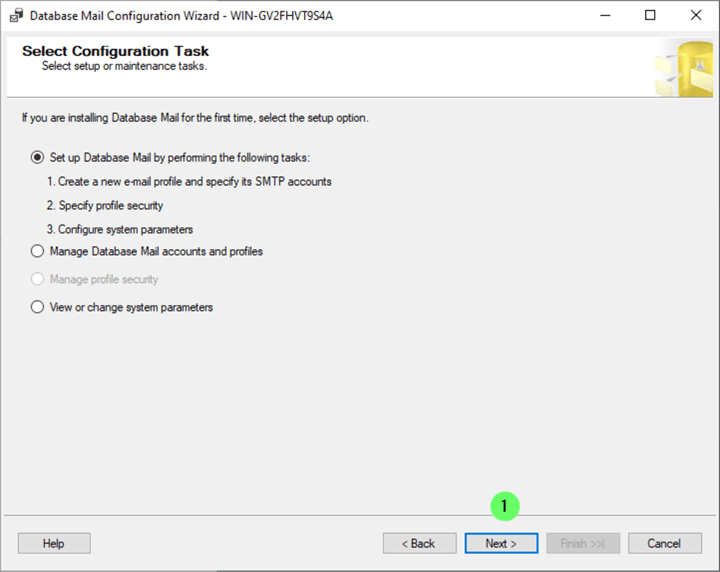 Configure Database Mail Wizard 2
