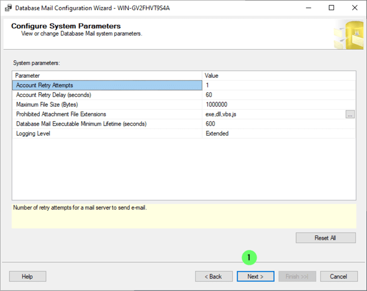 Configure Database Mail Wizard 8