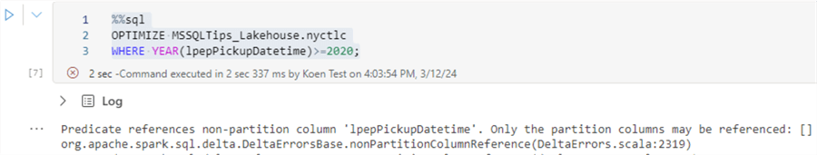 error, only partition column may be referenced