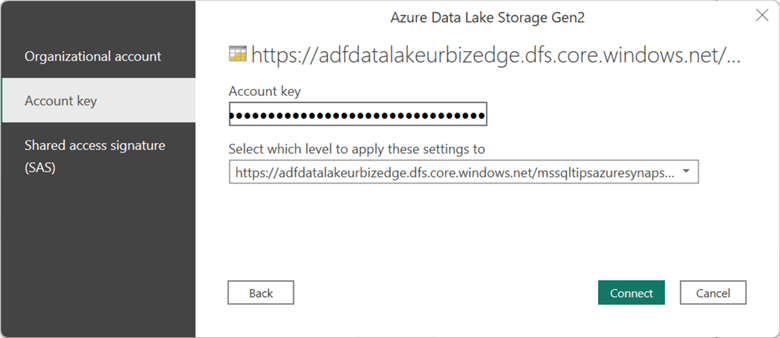 Set Access Key Configuration to Azure Synapse Analytics.