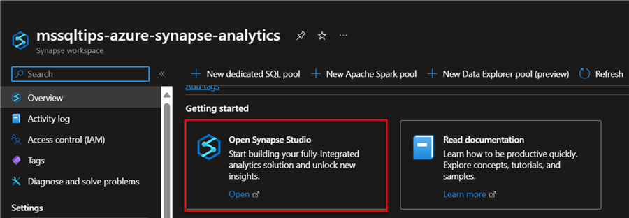 Launch Azure Synapse Studio.