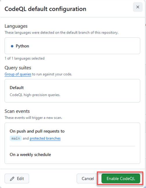 Enable CodeQL