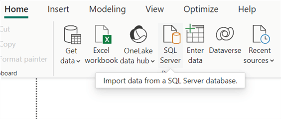 Main interface of Power BI