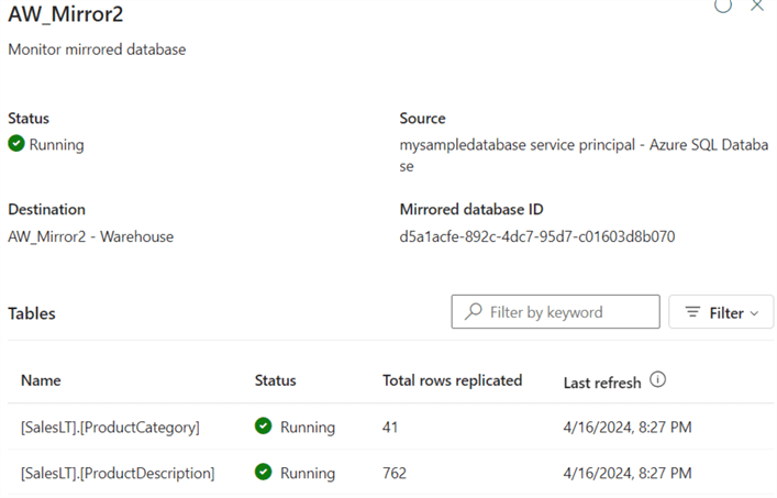 monitoring mirrored database