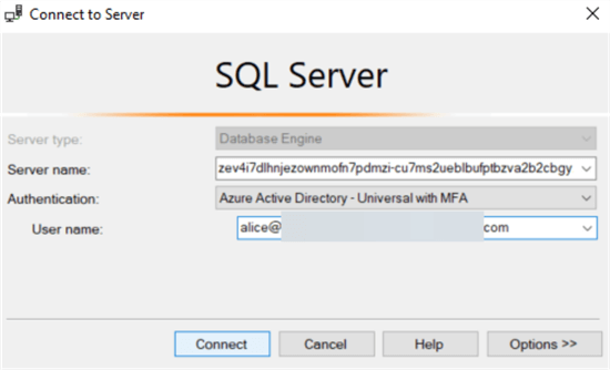 log into Fabric warehouse using SSMS