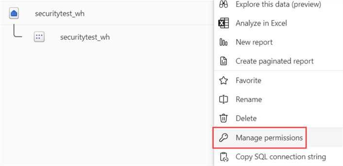 manage permissions of warehouse