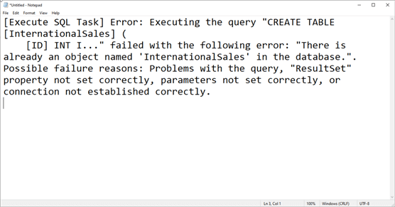 Paste error message into Notepad