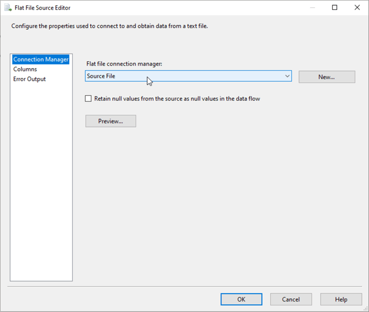 Flat File source editor