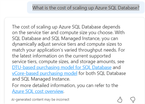 What is the cost of scaling up Azure SQL Database?