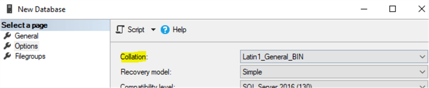 sql server collation setting