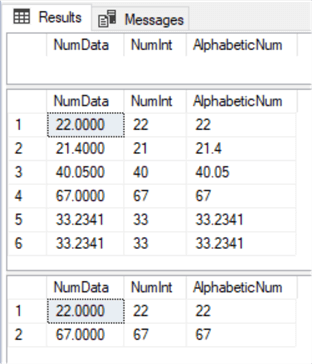 regex query results