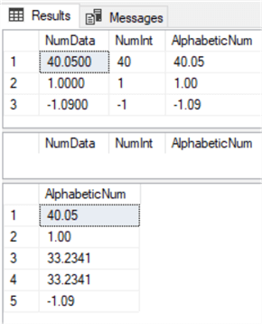 regex query results