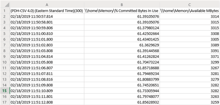 perfmon raw data