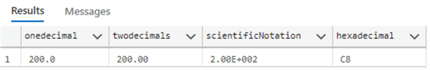SQL Server decimal, scientific notation, hexadecimals