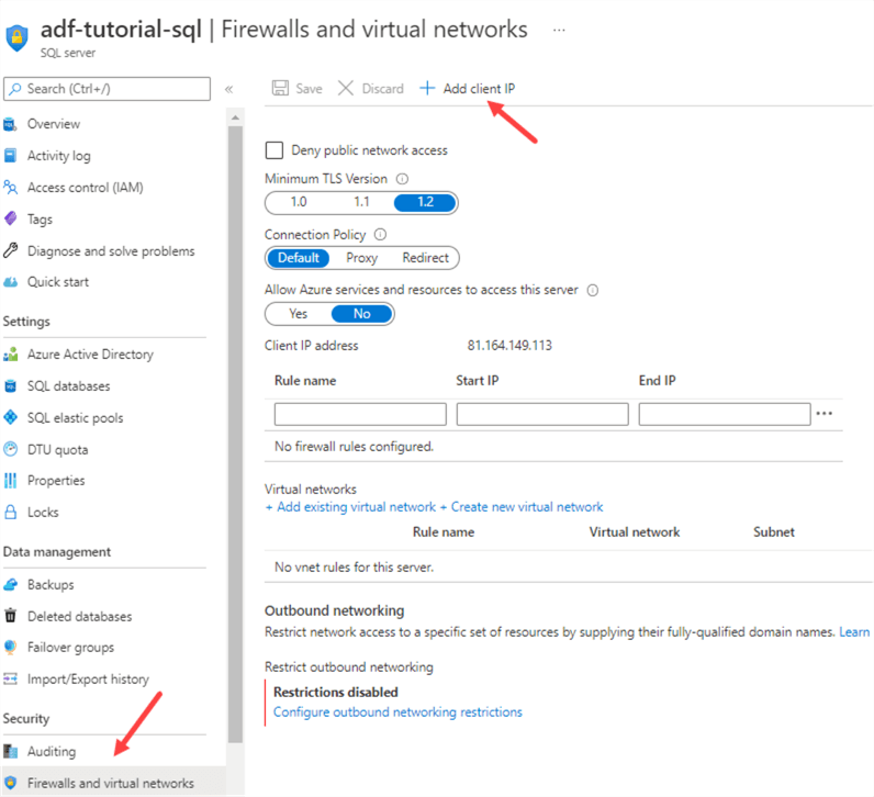 firewall config