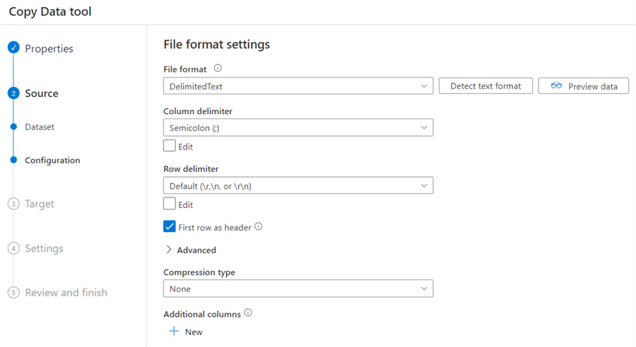 configure csv file options