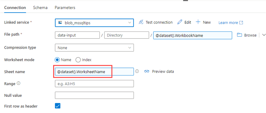 worksheet parameter
