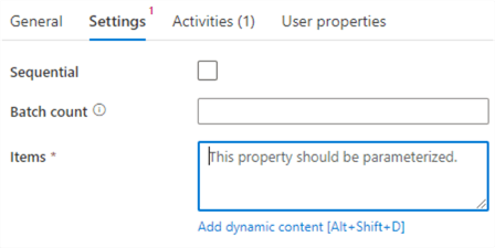 configure items foreach