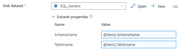 sql dataset param mapping