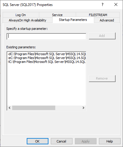 sql server startup parameters