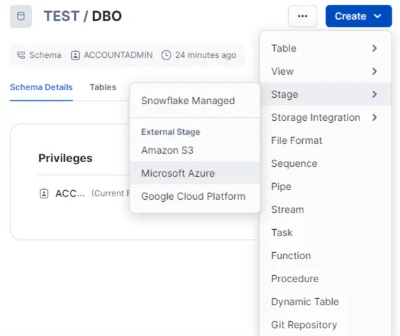 create new external stage