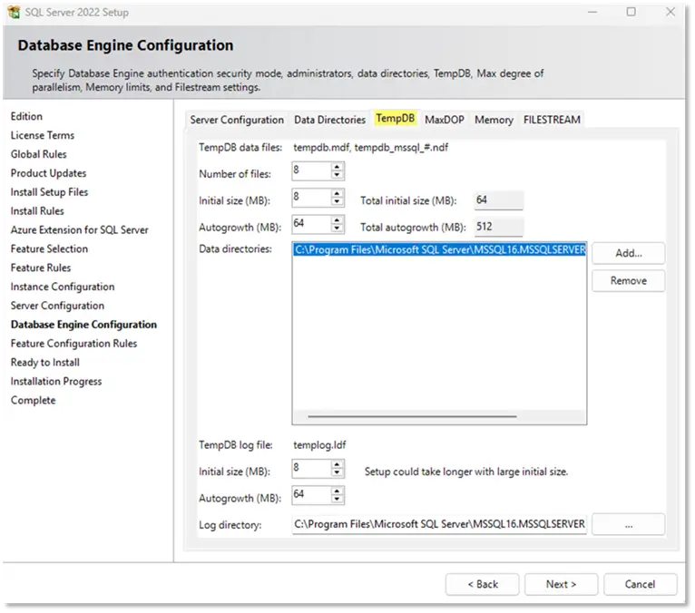 sql server 2022 tempdb