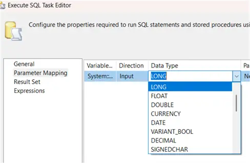 ssis data type options