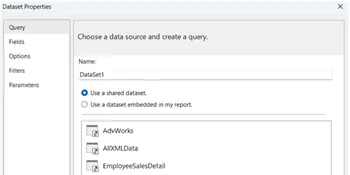 Datasets in SSRS to Define the Data Structure