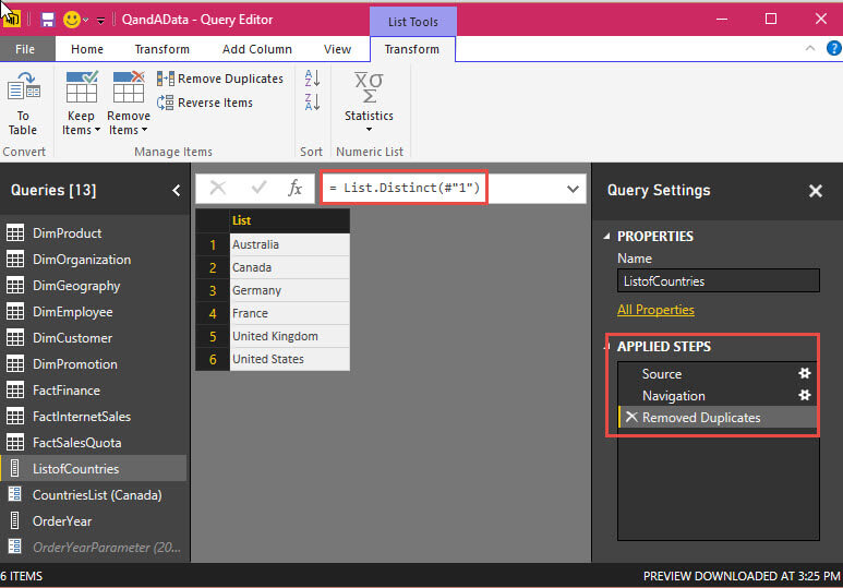 Countrry query in Power BI